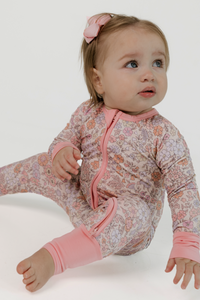 In My Jammers Poppy Floral Zipper Romper
