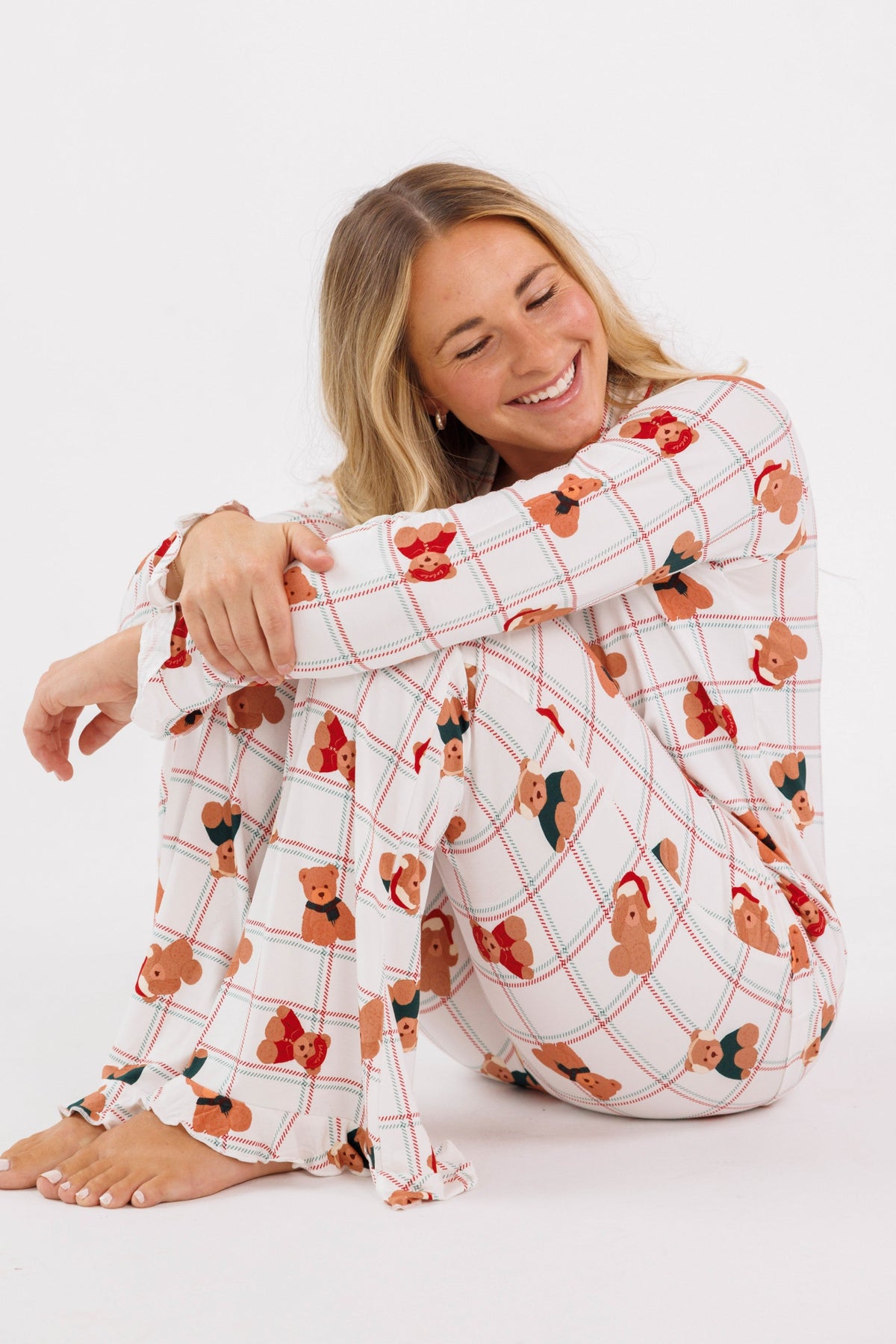 In My Jammers Cozy Christmas Bears Women's Long Sleeve Ruffle Set
