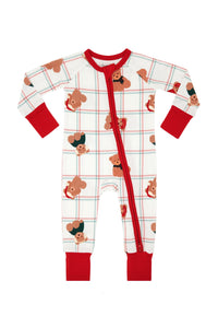 In My Jammers Cozy Christmas Bears Zipper Romper