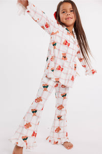 In My Jammers Cozy Christmas Bears Girls' Long Sleeve Ruffle Flare Set