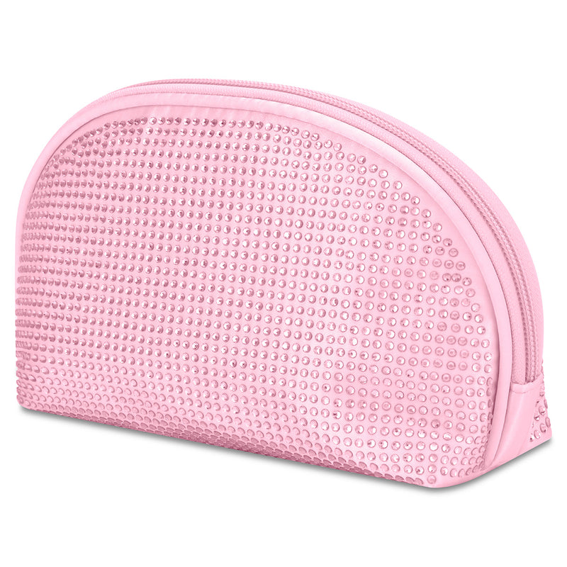 Iscream Pink Rhinestone Oval Cosmetic Bag