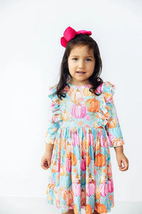 Mila & Rose Preppy Pumpkins Ruffle Twirl Dress