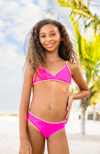 Limeapple Rani Embroidered Bikini Swimsuit | Fuchsia