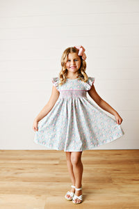 Spring Ditsy Smocked Dress