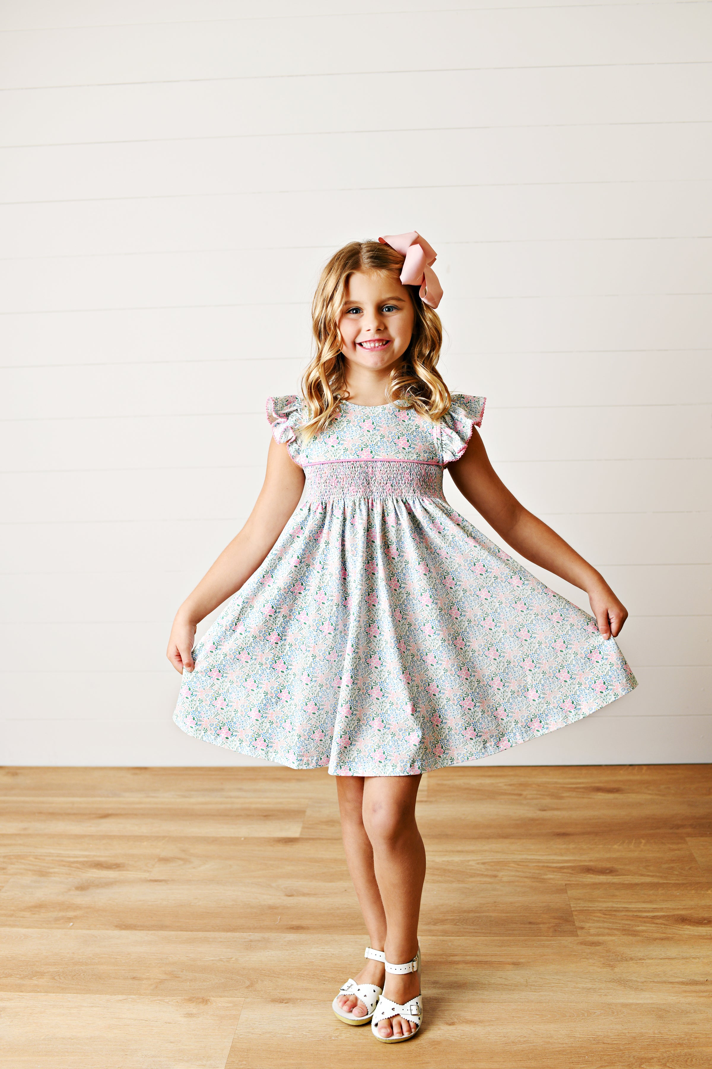 Spring Ditsy Smocked Dress