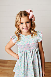 Spring Ditsy Smocked Dress