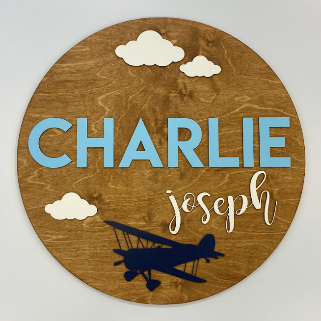 Sugar + Maple Round Sign | Airplane