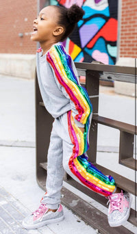 Lola + The Boys Sequin Rainbow Tracksuit Set