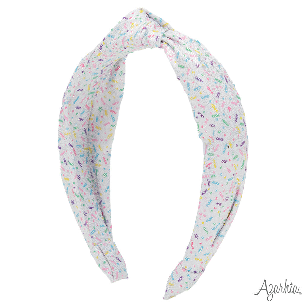 Azarhia Top Knot Headband in Shimmer Sprinkles BIRTHDAY