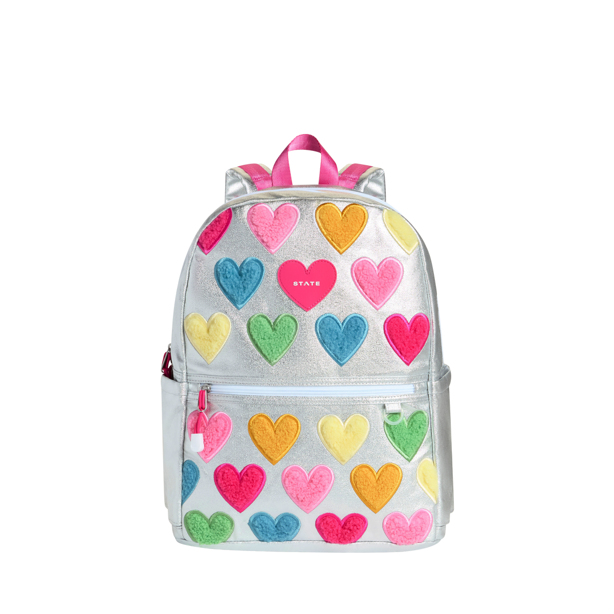 STATE Kane Double Pocket Backpack | Happy Fuzzy Hearts