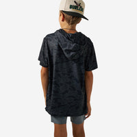 Burlebo Youth Short Sleeve Performance Hoodie | Black Camo