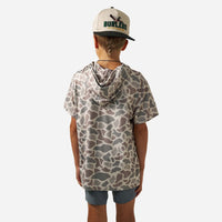 Burlebo Youth Short Sleeve Performance Hoodie | Classic Deer Camo