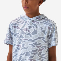 Burlebo Youth Short Sleeve Performance Hoodie | White Camo