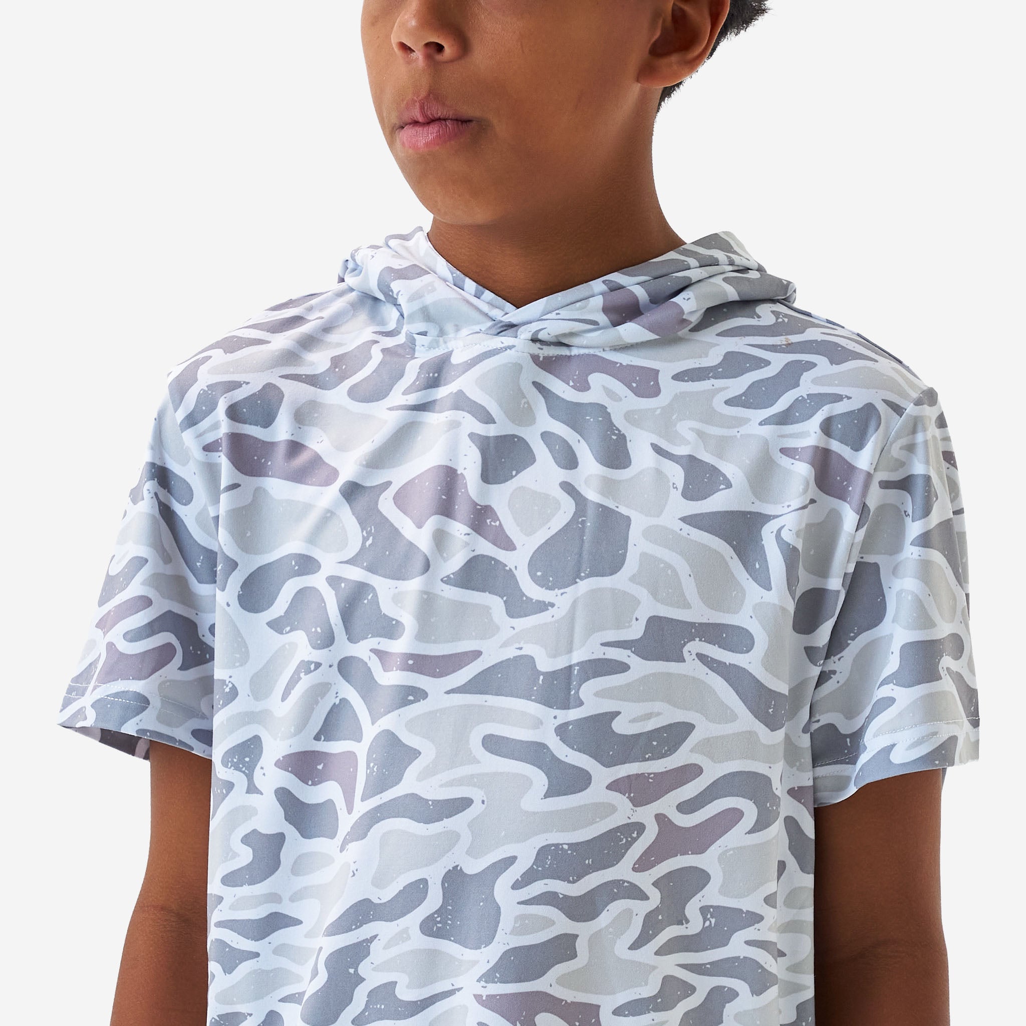 Burlebo Youth Short Sleeve Performance Hoodie | White Camo