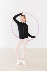 Mila & Rose Balanced Black Full-Zip Ruffle Active Jacket