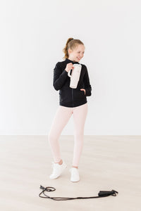 Mila & Rose Balanced Black Full-Zip Ruffle Active Jacket