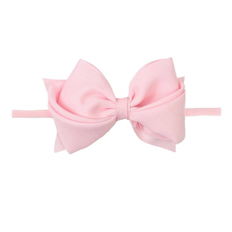 1/4' NYLON HEADBAND W/ BELLA BOW: Light Pink / 3" Small