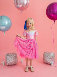 Diana Dress in Pink Confetti Lamé
