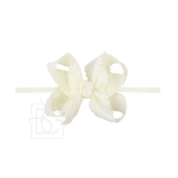 1/4" PANTYHOSE HEADBAND W/ SCALLOPED EDGE LACE FLOWER BOW: / 4.5" Large