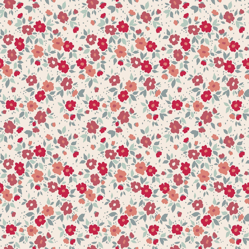 Ruffle Footie - Crimson Floral