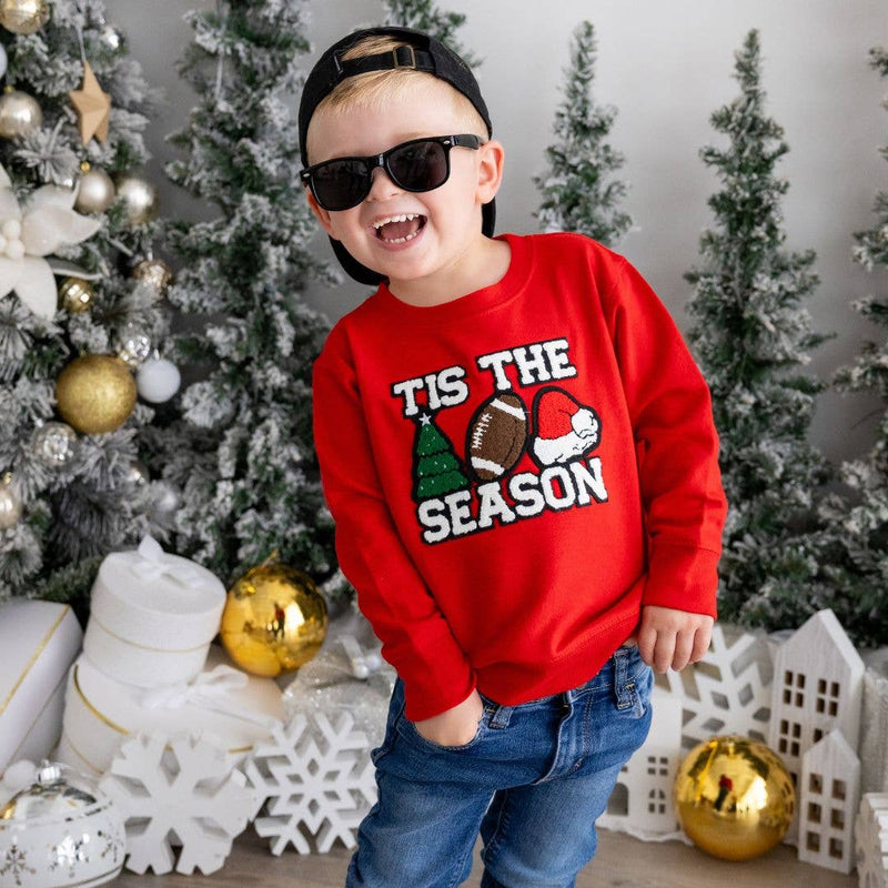 Tis The Season Patch Christmas Sweatshirt - Kids Holiday