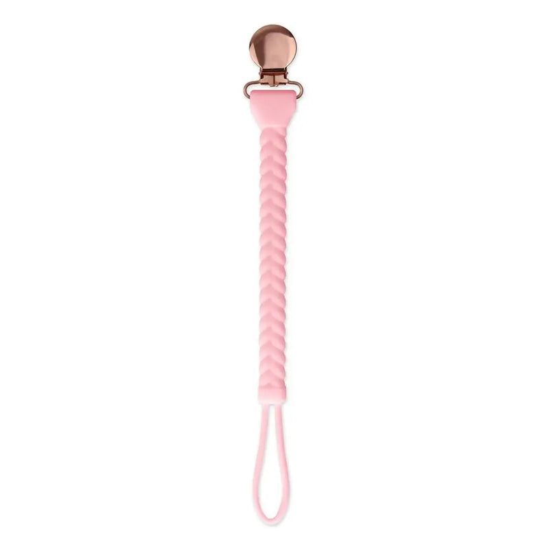 Itzy Ritzy Sweetie Strap Silicone Pacifier Clip Pink Braid