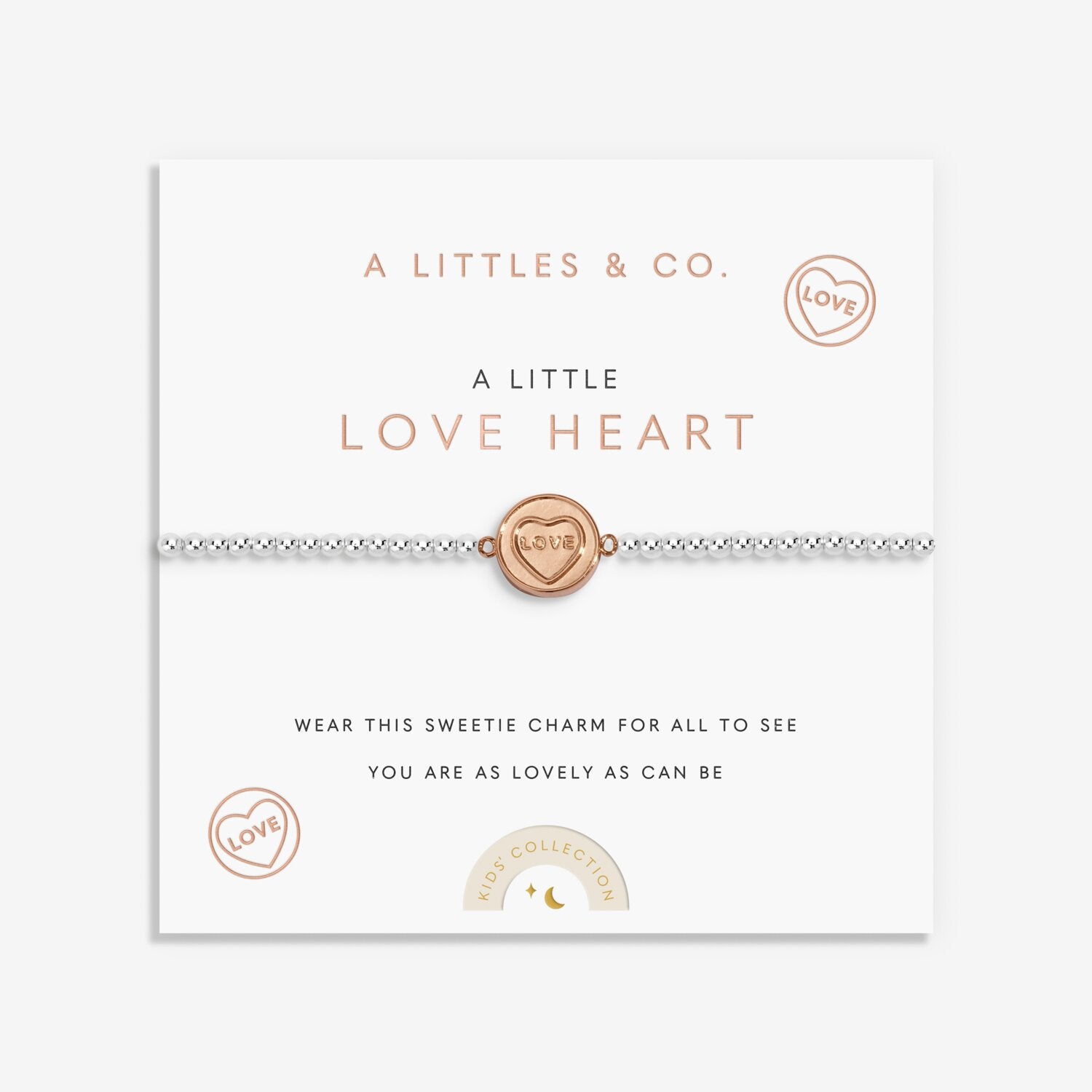 Kids' A Little | 'Love Heart' | Silver & Rose Gold Plated | Bracelet | 6 1/8" Stretch