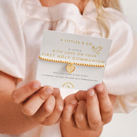 Kids' A Little | 'With Love On Your First Holy Communion' | Gold-Tone Plated | Bracelet | 6 1/8" Stret