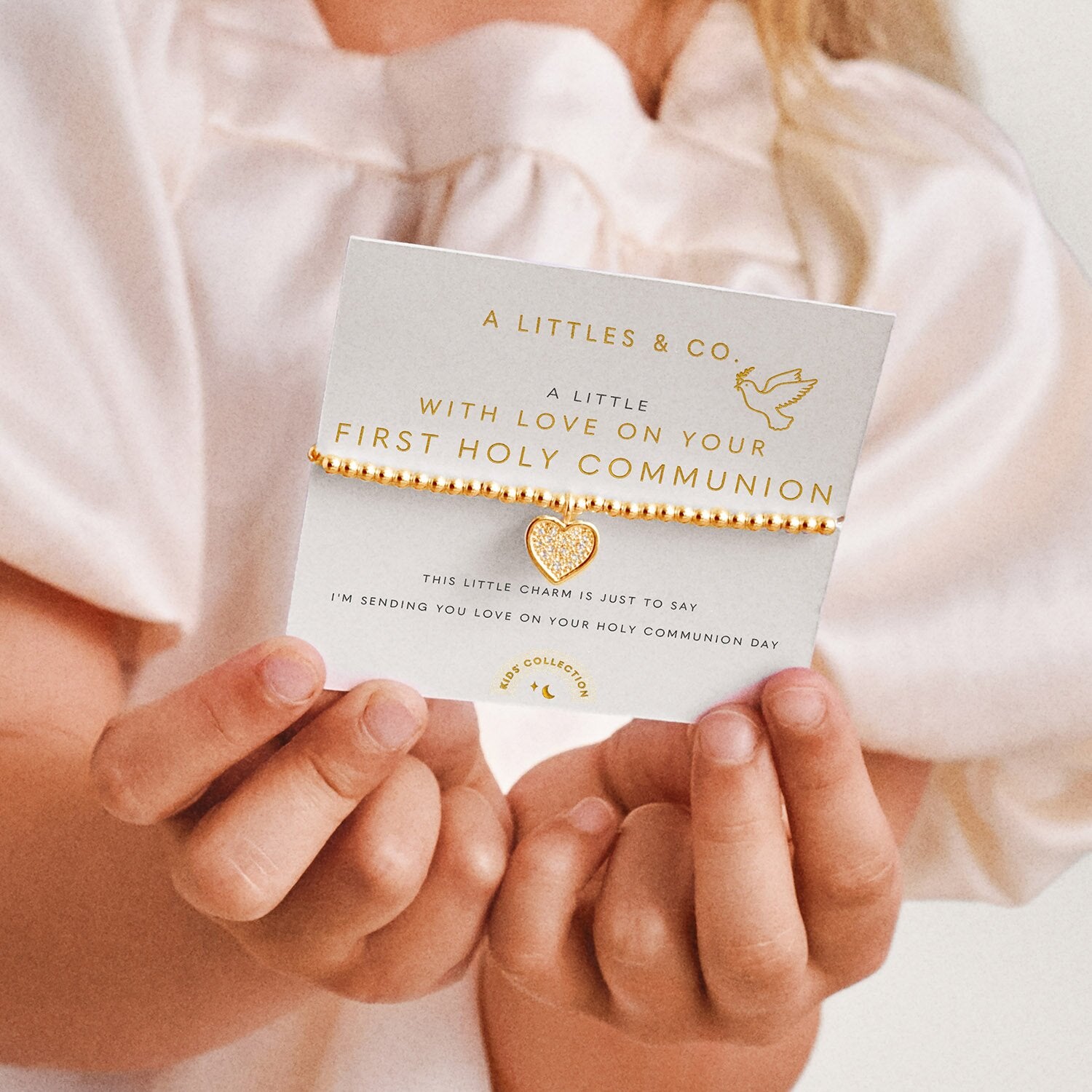 Kids' A Little | 'With Love On Your First Holy Communion' | Gold-Tone Plated | Bracelet | 6 1/8" Stret