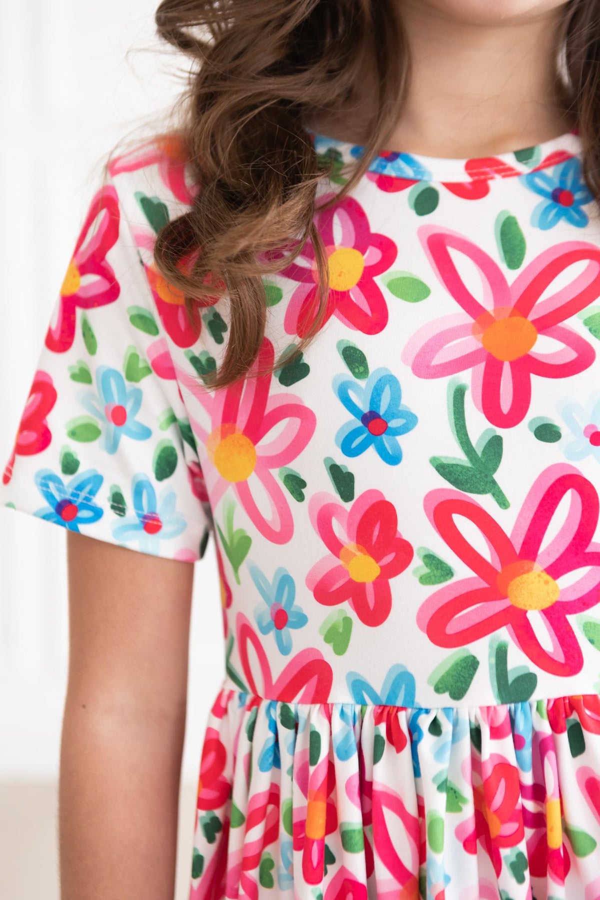 Mila & Rose Neon Floral Short Sleeve Pocket Twirl Dress