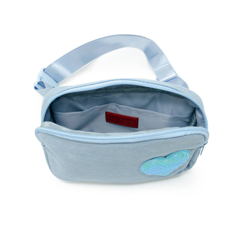 Sequin Heart Belt Bag for Kids: Blue Denim