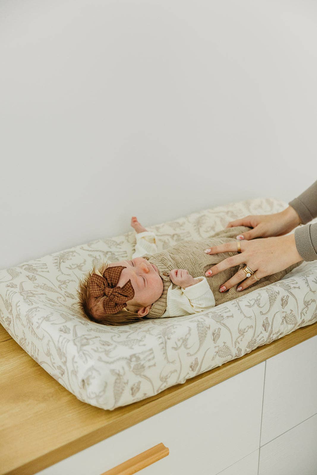 Premium Knit Diaper Changing Pad Cover - Jurassic Park Fossils