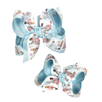 Layered Christmas Nutcracker Pastel Bow on Alligator Clip: Light Pink / 4.5" Large