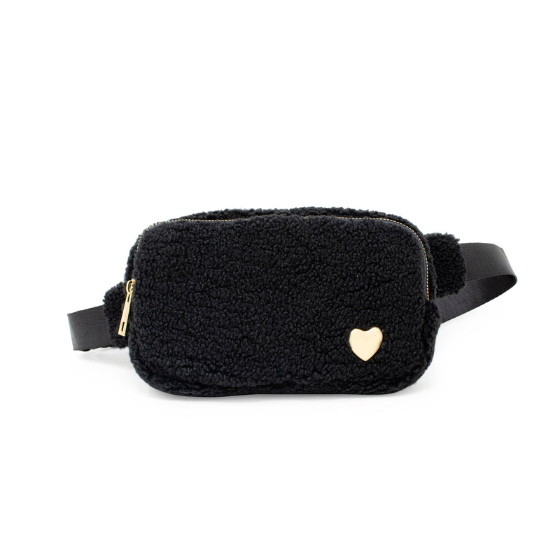 Fuzzy Belt Bag w/ Heart for Kids: Beige