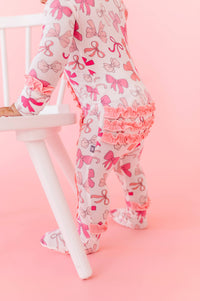 Pink Bows Ruffle Footsie