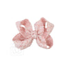 SCALLOPED LACE FLOWER BOW W/ KNOT ON ALLIGATOR CLIP:4.5" Large