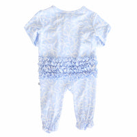 Blue-tiful Bows Ruffle Zipper Footie