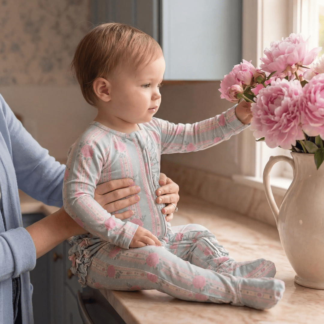 Ruffle Footie - Roses and Lace