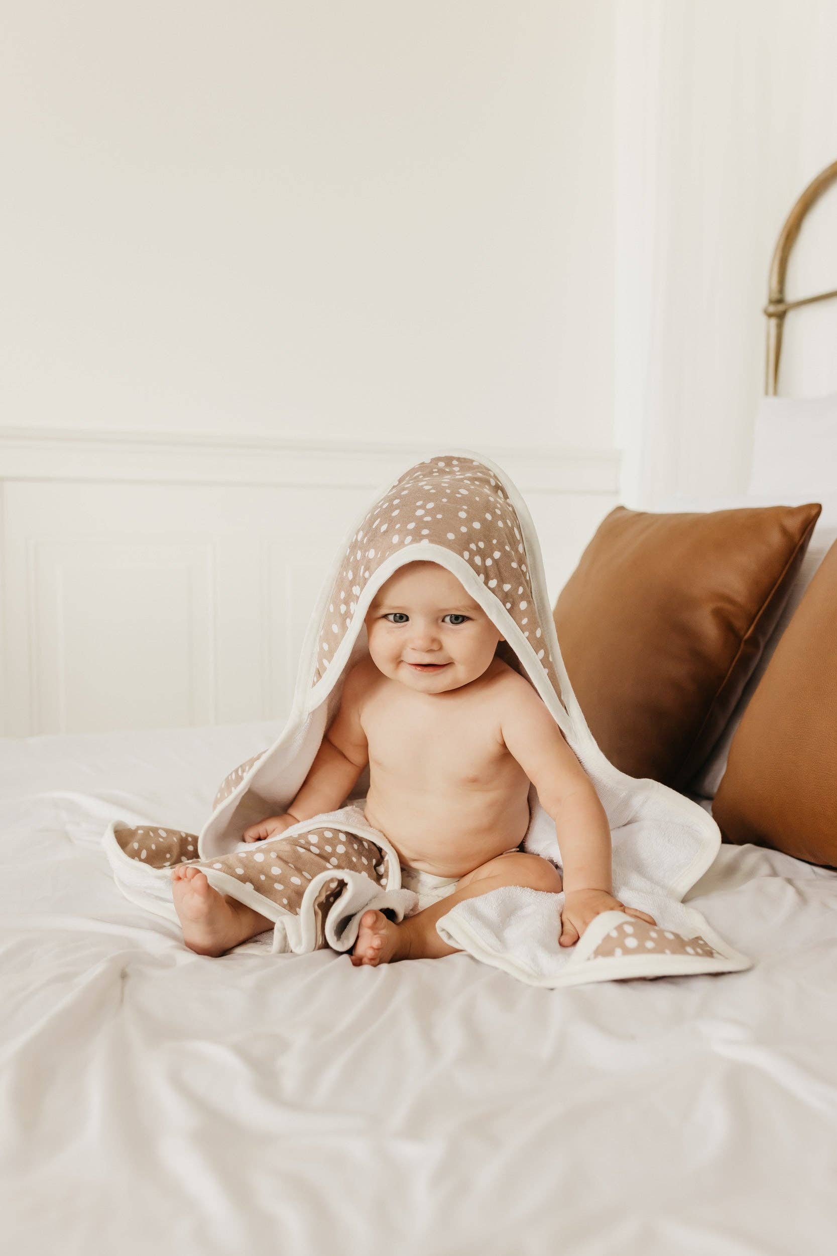Premium Baby Knit Hooded Towel - Fawn