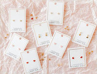 Screwback Stud Earrings - Nora Heart Pink