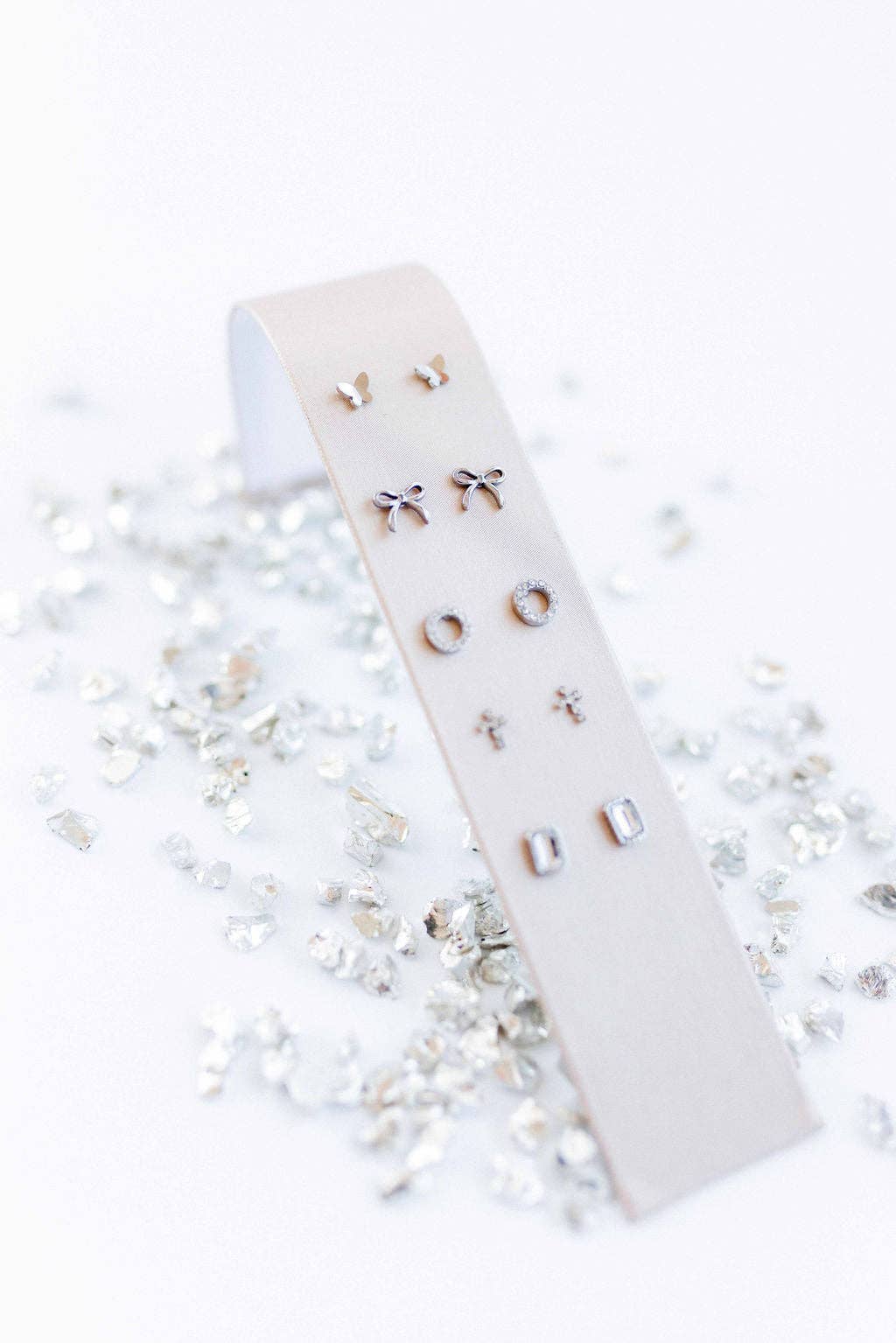 Screwback Stud Earrings - Sadie Bow Silver