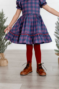Aura Dress in Holiday Plaid | Poplin Cotton Dress