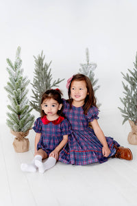 Quinn Collared Bubble in Holiday Plaid | Poplin Cotton