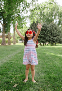 Macie Romper in Patriotic Stripe