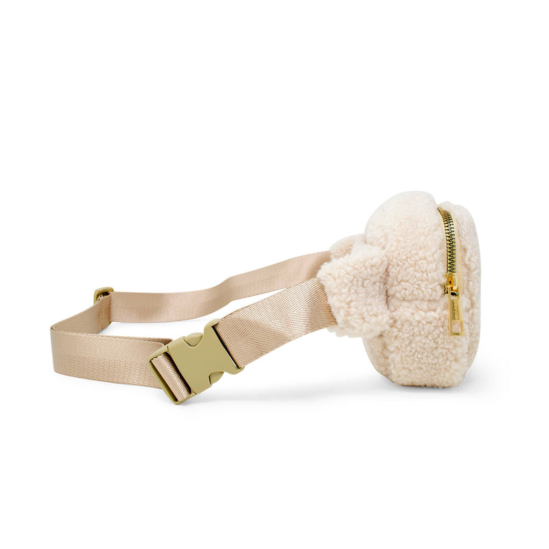 Fuzzy Belt Bag w/ Heart for Kids: Beige