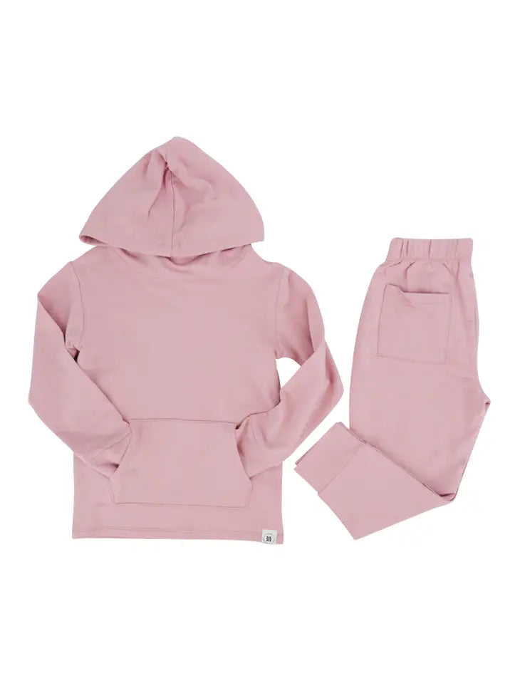 Sweet Bamboo French Terry Hooded Jogger Set - Petunia Pink