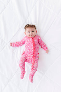 Pink Leopard Ruffle Footsie