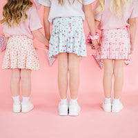 Sky Blue Floral Athletic Skort - Kids Clothing - Activewear