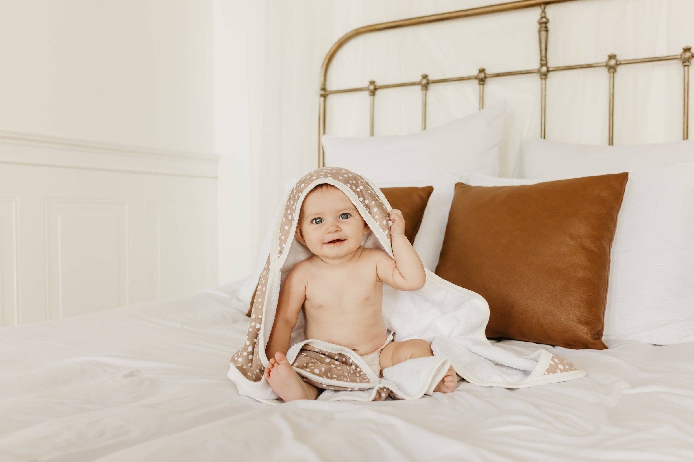Premium Baby Knit Hooded Towel - Fawn