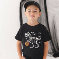Dinosaur Skeleton Halloween Short Sleeve T-Shirt - Boys